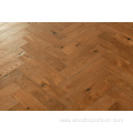 Brushed dark brown color rustic herringbone antique oak